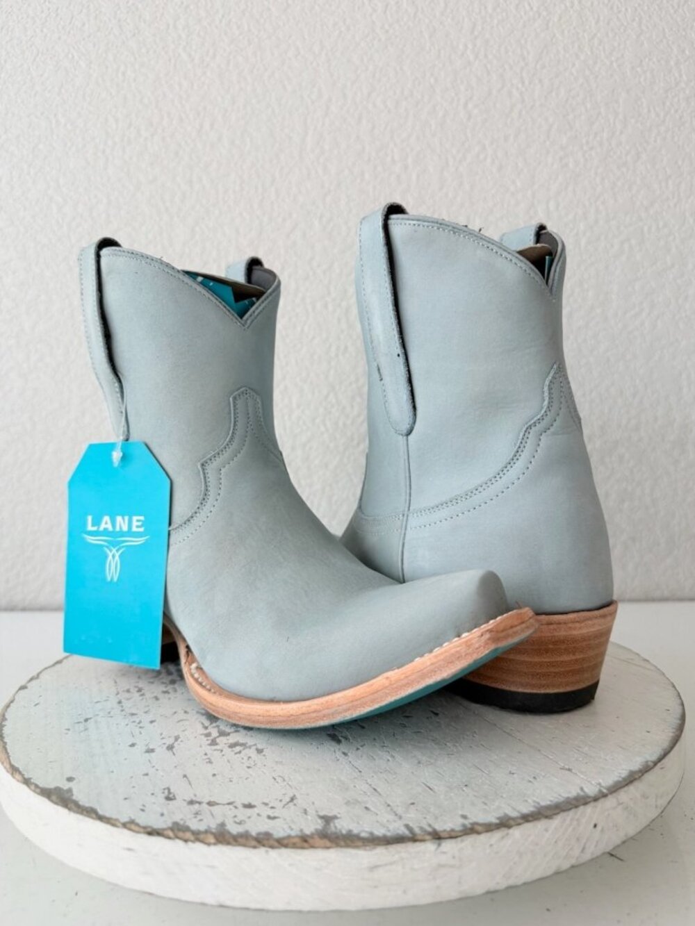 Lane Boots MMA JANE Blue Cowboy Bootie Womens 8 Western Cowgirl Short Snip Toe
